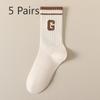 5 Pairs of Women's Spring and Summer New Trend Pure Cotton Sports Tube Socks