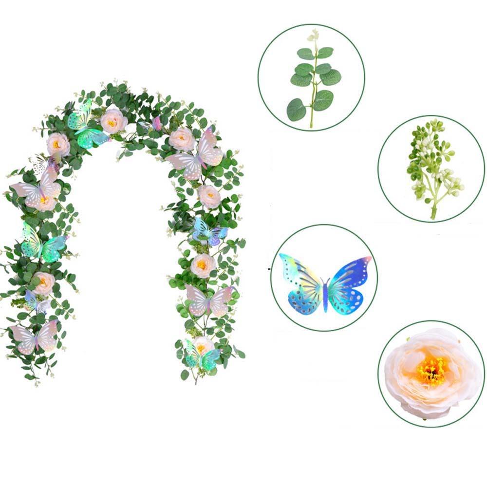 

Romantic Laser Butterfly Eucalyptus Vine Plastic Spring Butterfly Vine Indoor Outdoor Style 3