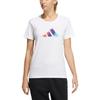 Adidas Solid Color Logo Round Neck Casual Short Sleeve T-Shirt Women Tops White HE9979