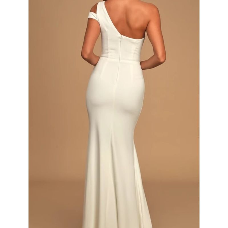 Export Single Lu Home Texture Good Goods Sling Shoulder Sexy off-Shoulder Flattering Dress Long Dress Party Dress