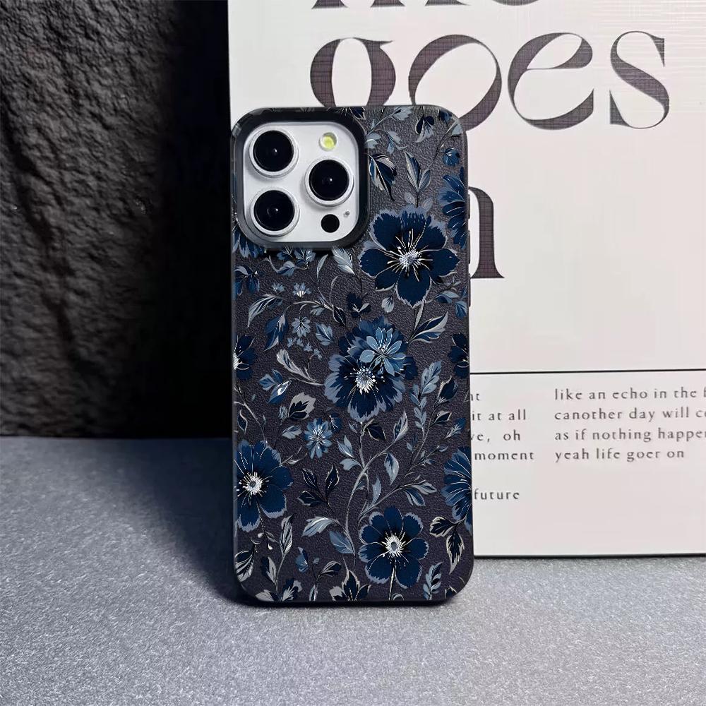 Blue Flowers Bloom Lightly Phone Case For IPhone 16 16e 15 14 13 12 11 Pro Max 7 8 XR XS Transparent Silicone Soft Cover Case