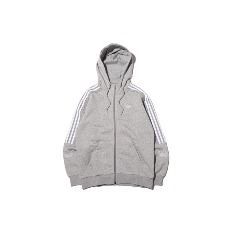 

Adidas Originals Zip Up Hoodie Three Stripes Jacket Men Hoodies Gray ED4694