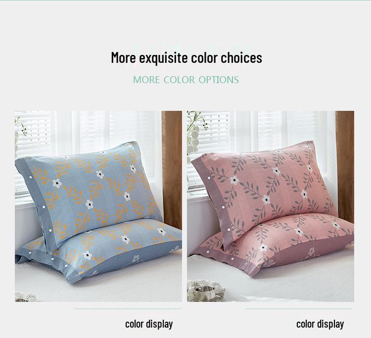 Pure Cotton Gauze Pillowcase with Snap Buttons, Summer Full Wrap, 40x60cm Latex or 48x74 Pillow Size. Single Pack.