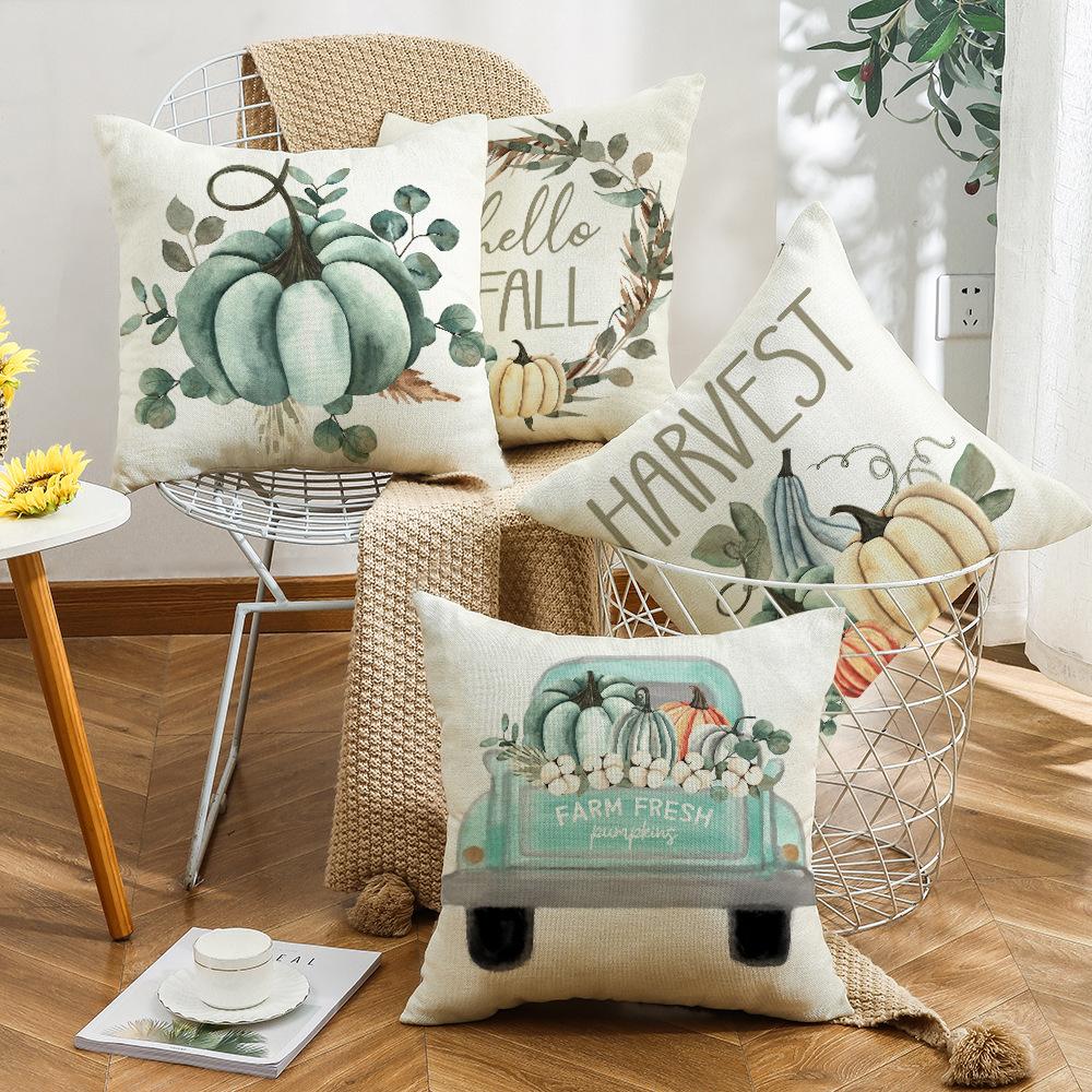 New Thanksgiving Throw Pillow Cover Pumpkin Truck Garland Harvest Festival Farm Party Decorative Throw Pillow Cover