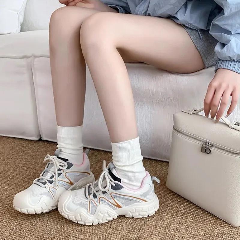 Fashion Mesh Breathable Lace Up Ladies Footwear Cheap 2025 New Vulcanized Shoe Offers Original Aesthetic Korean Trends 39 Women's Shoes