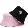 Unisex Zweiseitiger Gänseblümchenhut Mit Kurzer Krempe Baumwoll-Polyester Sonnenschutzmütze Outdoor Reisen Strand