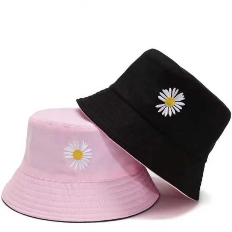 Unisex Zweiseitiger Gänseblümchenhut Mit Kurzer Krempe Baumwoll-Polyester Sonnenschutzmütze Outdoor Reisen Strand