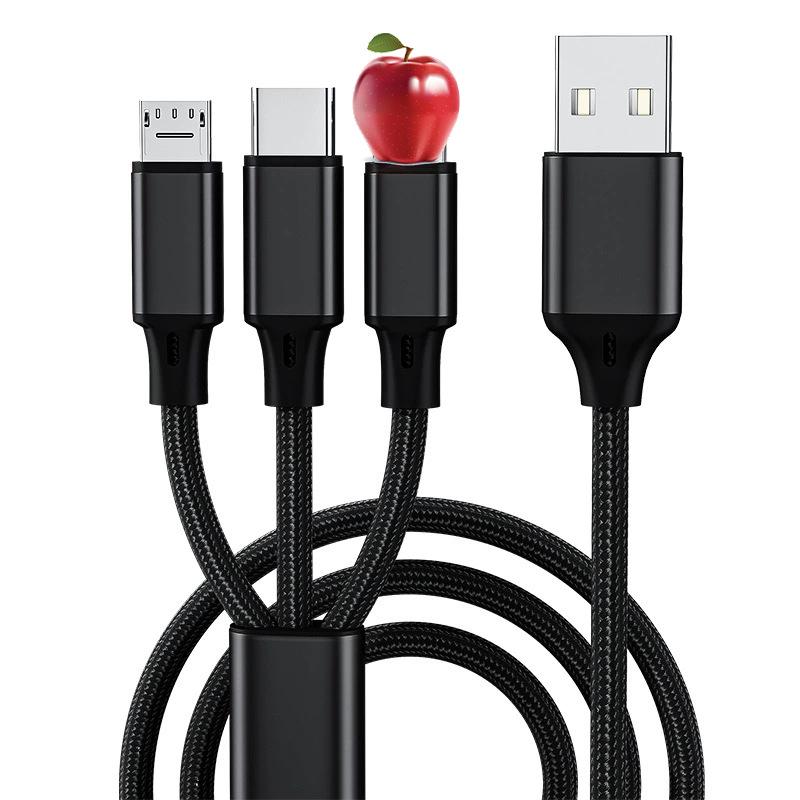 Three-in-One Flash Charging Cable: Portable USB Gift for Fast Mobile Charging