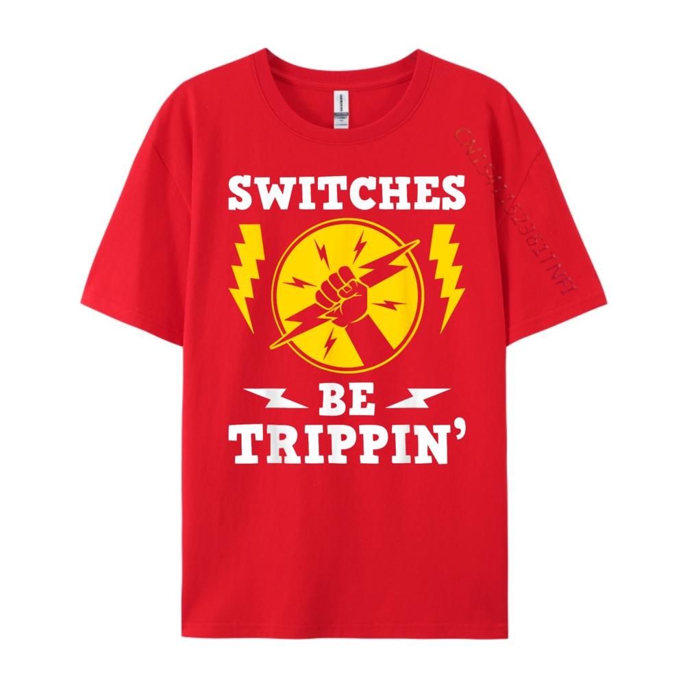 Switches Be Trippin Electrician Switches Electrical Worker Green And White Graphic T Shirt Men Short Sleeve Tee Vintage S