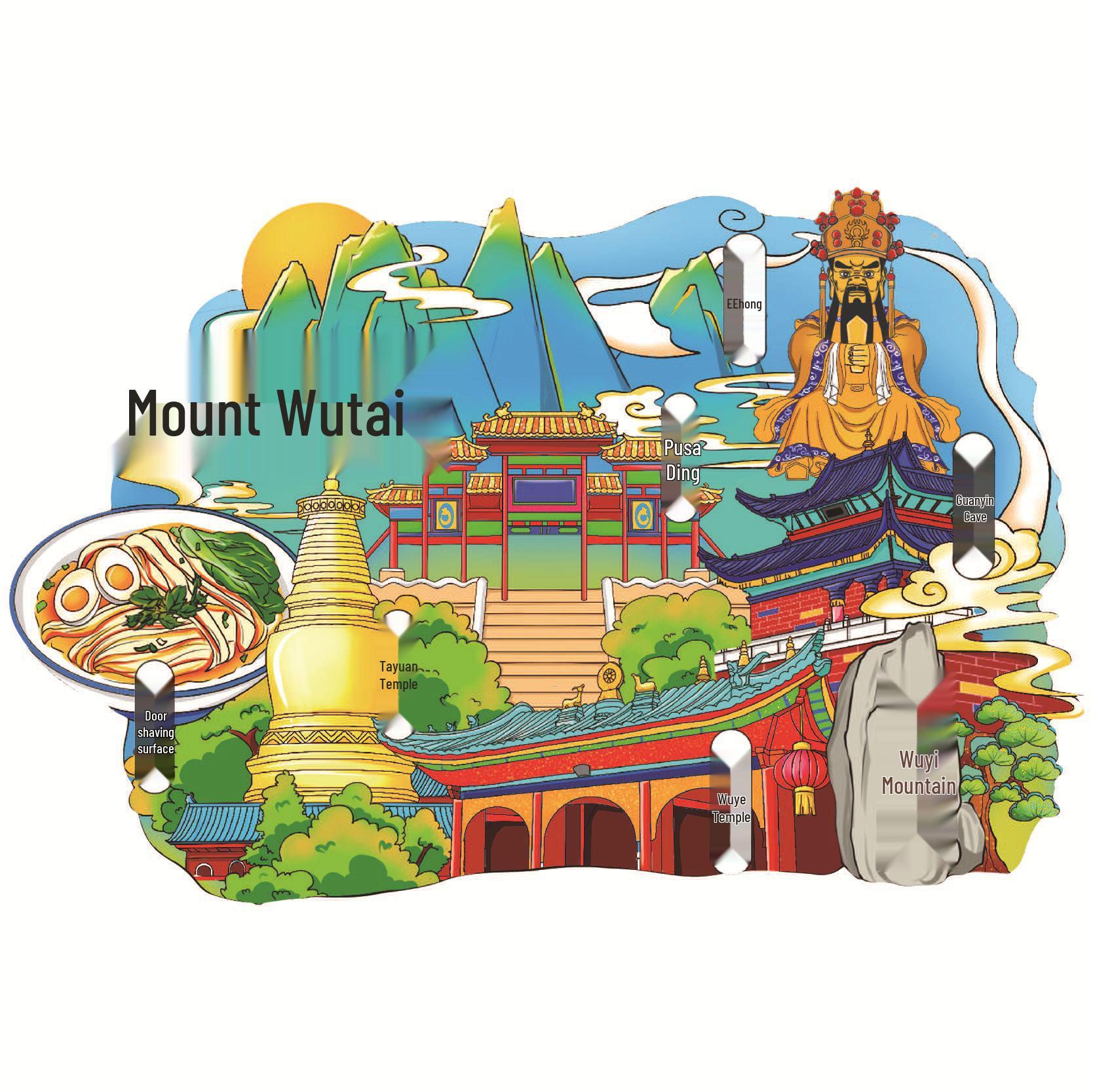Shanxi Taiyuan City Attractions Wooden Magnet: Shanxi Museum & Double Pagoda Temple Souvenir.