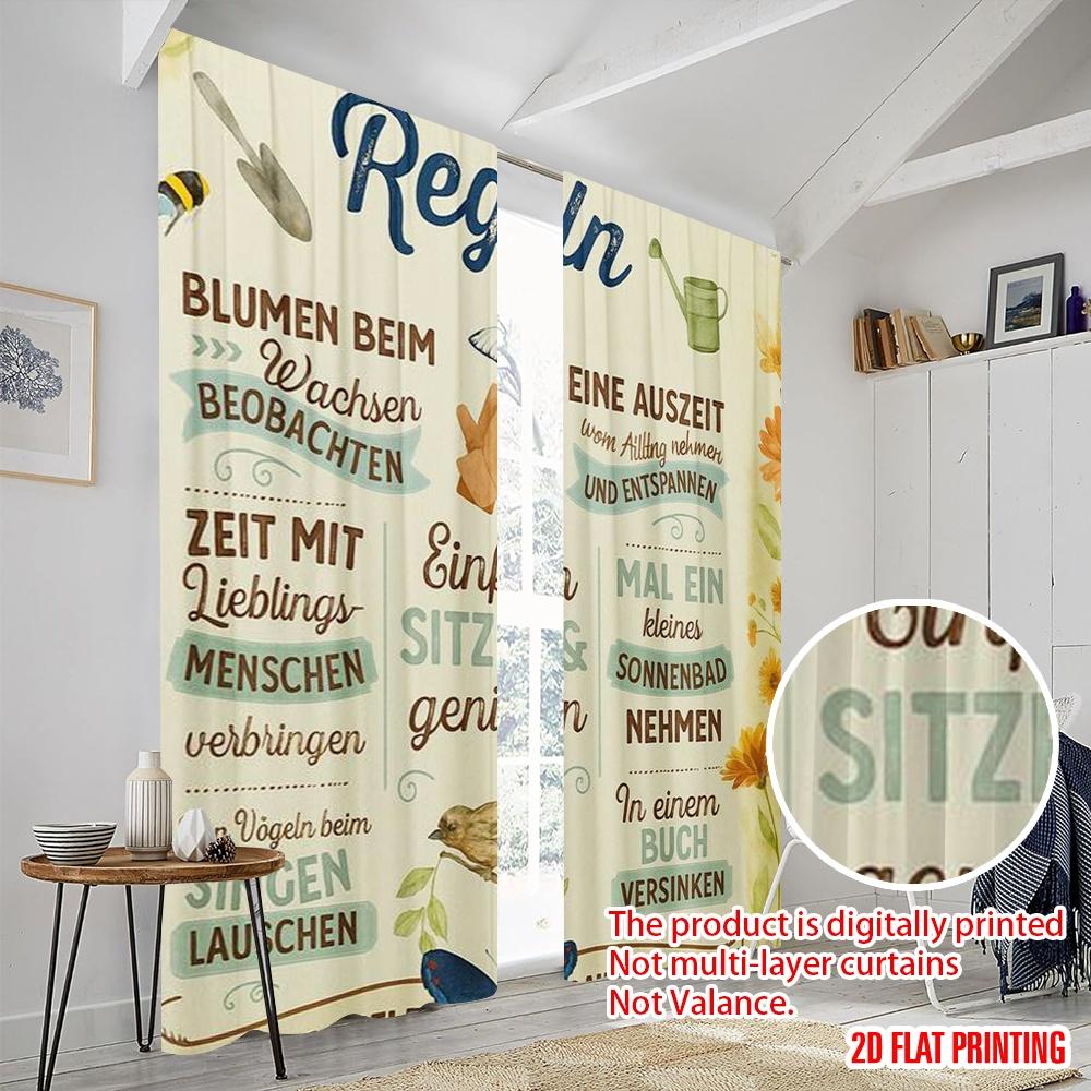 2pcs,2D Plane Printing Curtain Fabric Garden Wisdom 100% Polyester (without Rod) All Seasons Ldeal for Bedroom Living Room
