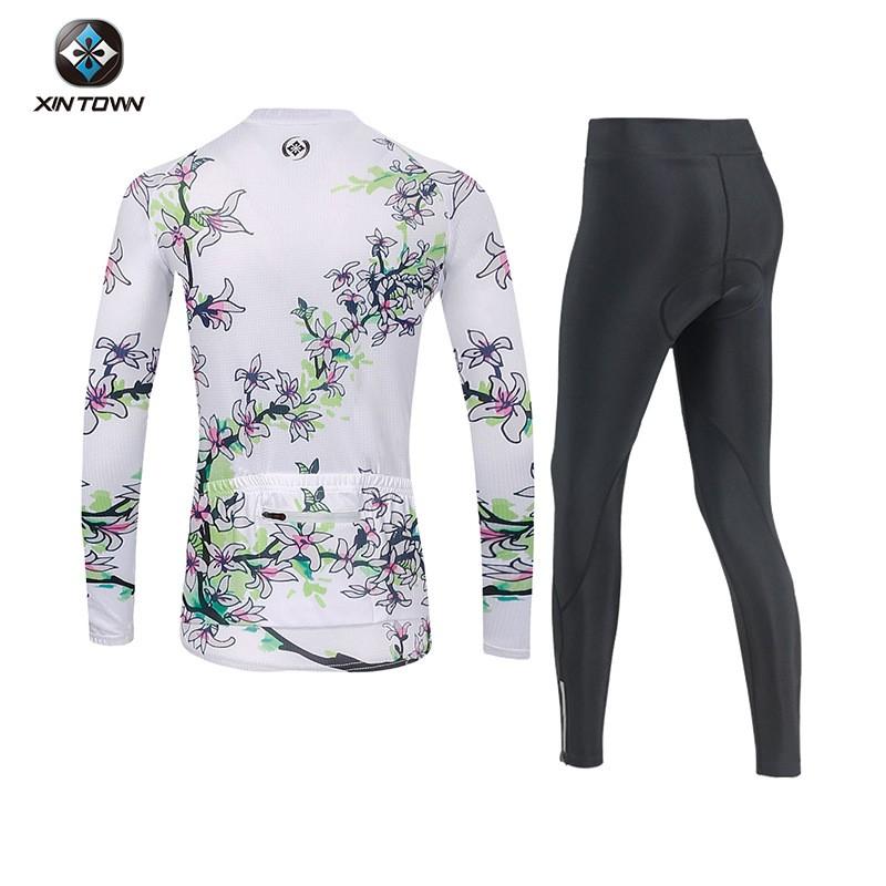 XINTOWN Womens Cycling Jersey Set Long Sleeve Bike Riding Outfit