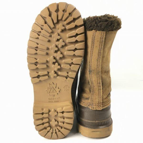 Sorel Vintage Canada Leather Snow Boots Lined Brown Size 7 25.0(USED)