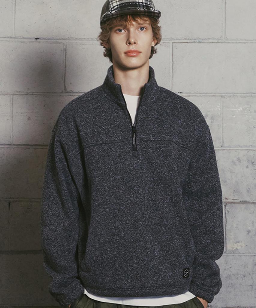 Loghideumatin Knitted Half Zip-Up Ts (Grey)