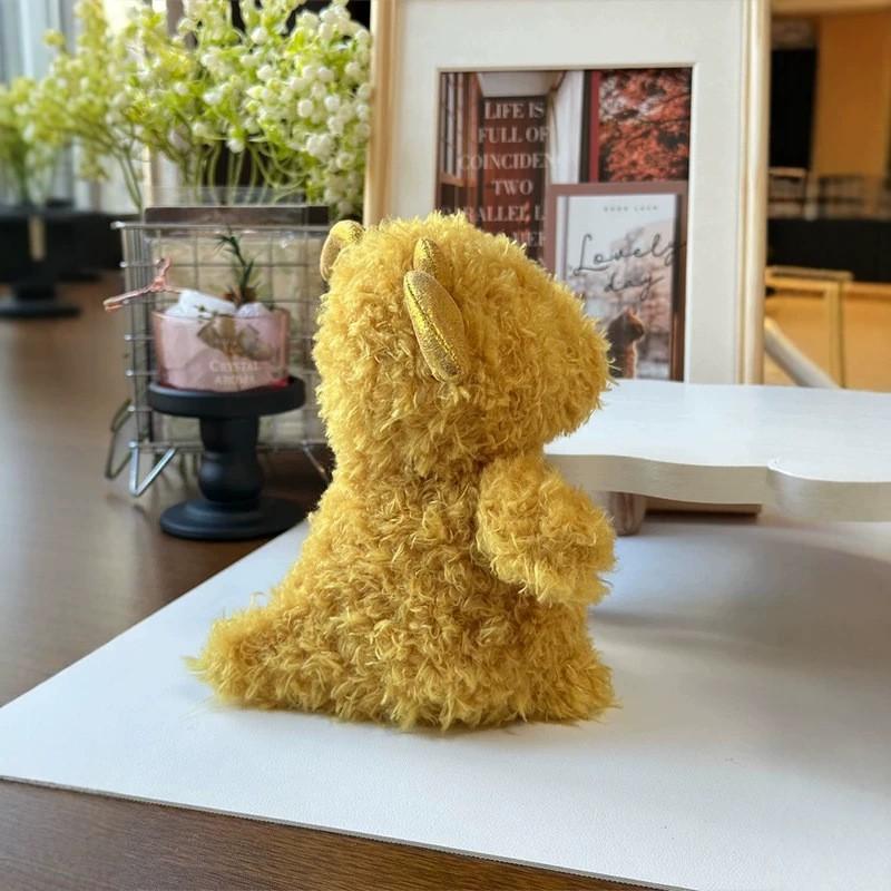 Cute Yellow Dragon Plush Toy British Style Stuffed Animal Doll Kids