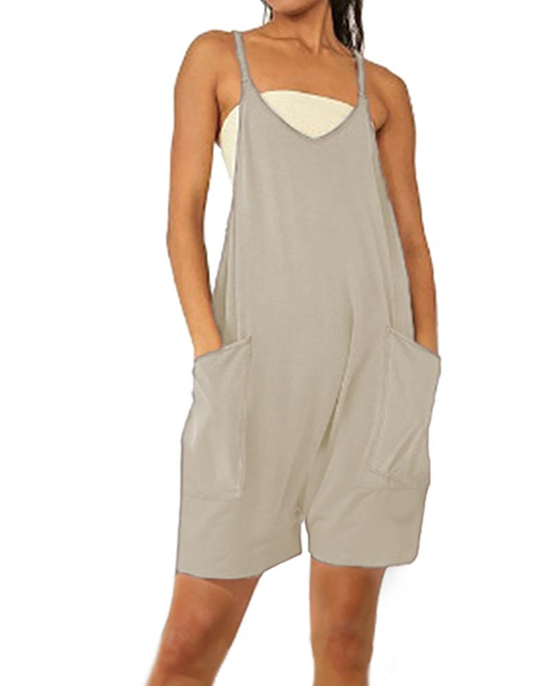 2026 European and American women s clothing ebay Amazon Temu popular zipper pocket suspender shorts jumpsuit overalls S