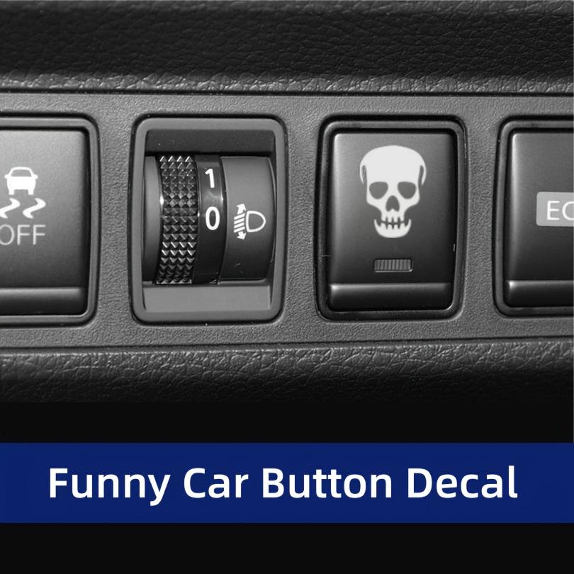 9Pcs/Set Waterproof Vinyl Skull Stickers, Auto Interior Engine Start Button Decal, Fashion Car Interior Decoration Accessories