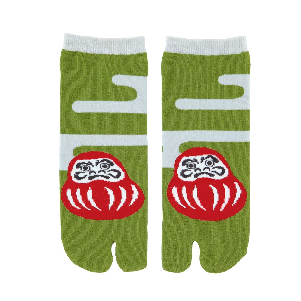 Noren Tabi Socks Tabi Made In Japan with Nara Crew Japanese for and Unisex Kids' (Japanorama/Daruma Design) - Two-Toe Socks, Cotton, Length,