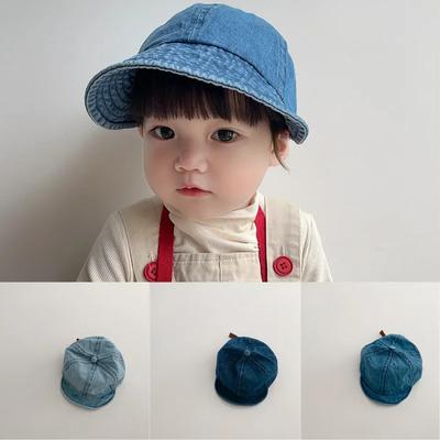 Simplicity Denim Baseball Cap for Toddler Boy Girl Blue Solid Color Peak Cap for Baby Spring Autumn Beanie for 0-4