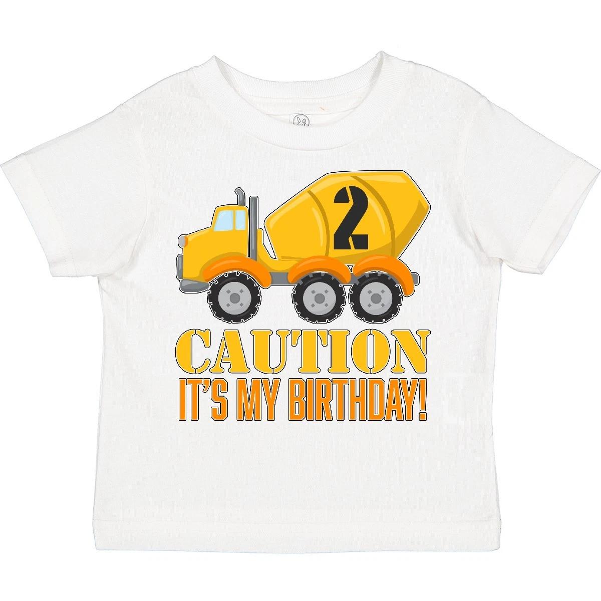 Inktastic 2nd Birthday Construction Truck, Cet Mixer - 2 Toddler kids boys T-Shirt Two 110