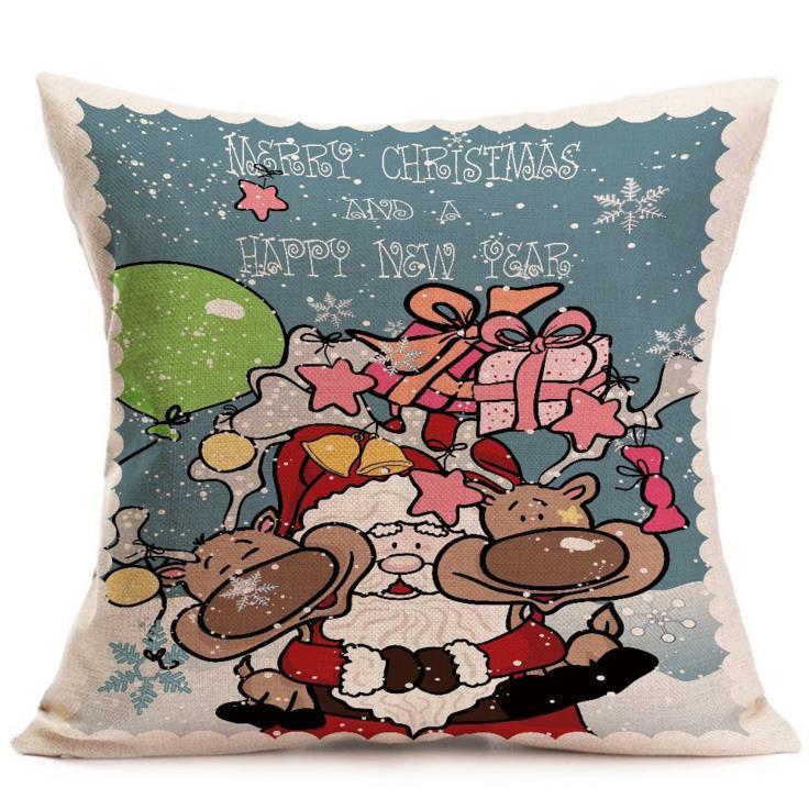 Vibrant Multicolor Christmas Santa Claus Cushion Cover Pillow Case For Stylish Car Decor