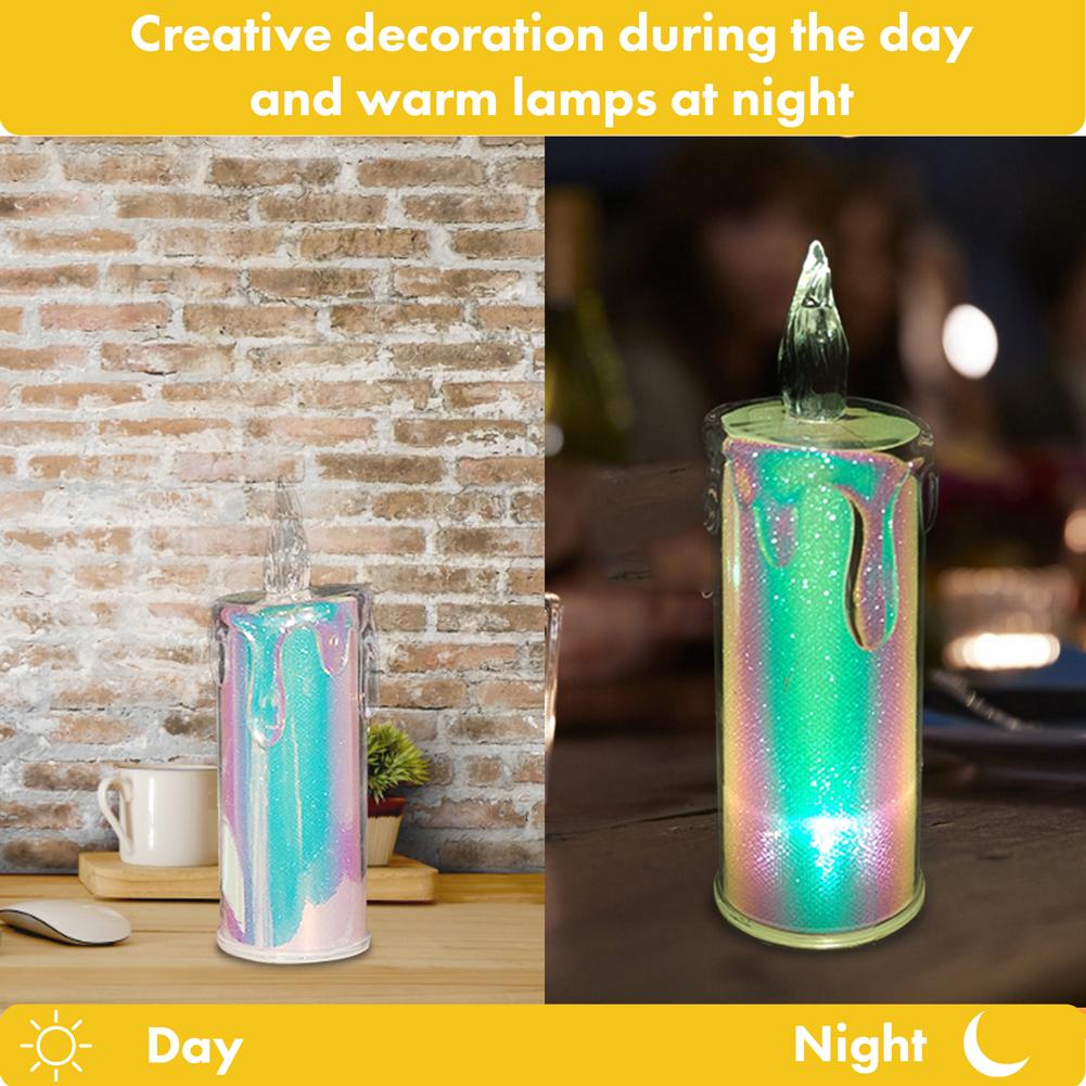 LED Flameless Candles Light Clear Crystal Candlestick Realistic Battery Operated Candle Lamp for Wedding Christmas Decoration