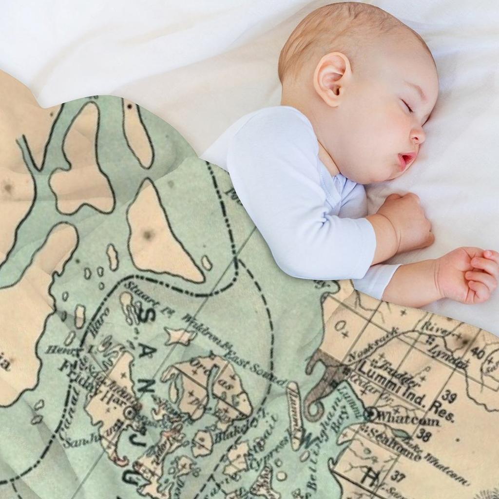 Vintage Map of The Puget Sound (1883) Throw Blanket For Decorative Sofa Camping Polar Bed Blankets
