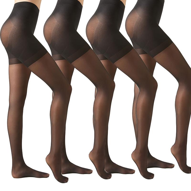 Collant Trasparenti 40D da Donna Primavera Estate Controllo Pancia Collant Sottili Elastici Sollevamento Glutei Calze Punta Rinforzata