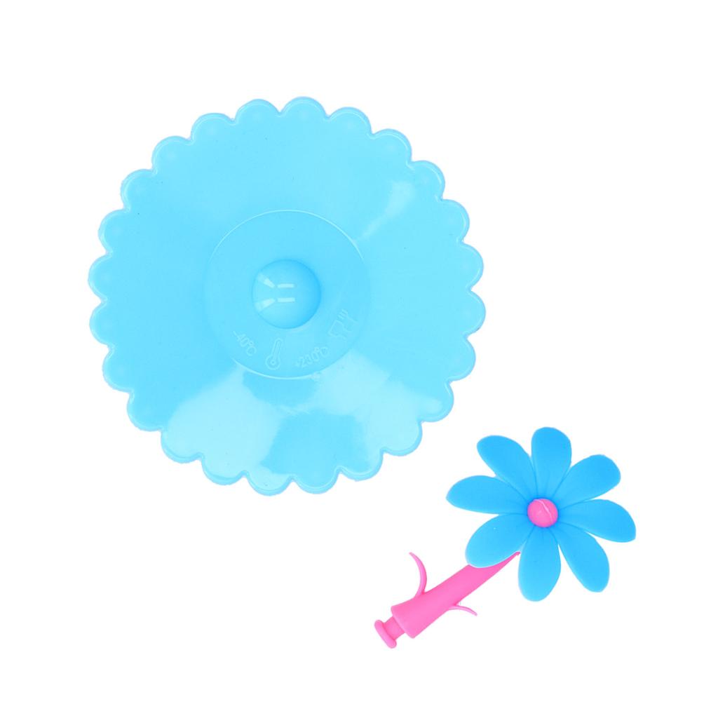 Silicone Lid Dustproof Hot and Cold Beverage Cup Cover with Flower Shape Handle for Kitchen Home