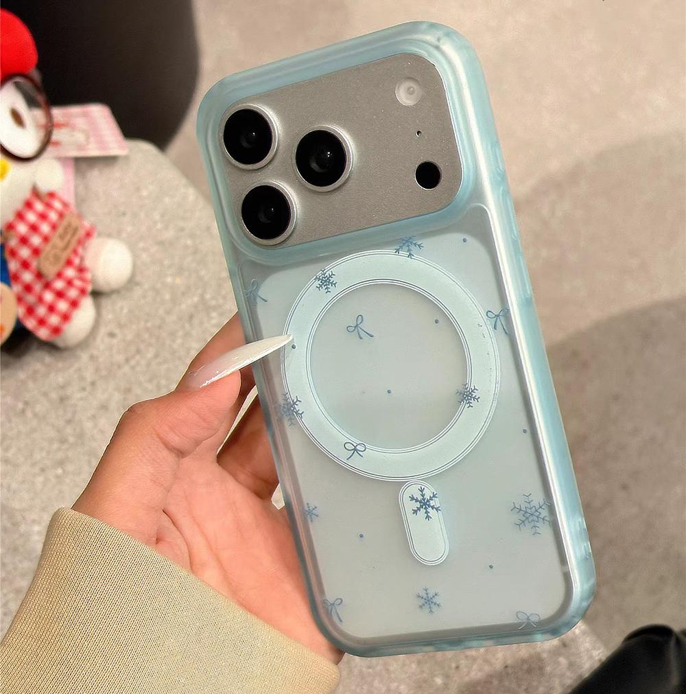 

Cute Quicksand Snowflake Magnetic Grip Tok Wireless Charge Phone Case for iPhone 14 15 16 17 Pro Max Wallet Cover for Magsafe iPhone 14 Pro