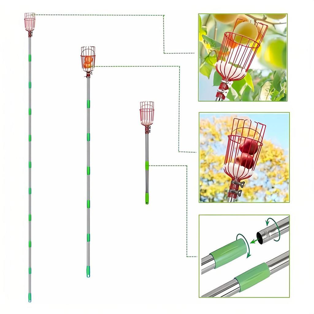 Fruit Pick Basket Telescoping Pole Tool Fruit Picking Equipment for Garden