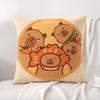 Cute Cartoon Capybara Cushion Cover Natural Linen Pillow Cover DoubleSided Print Cushion Case for Sofa Home Decor Gift