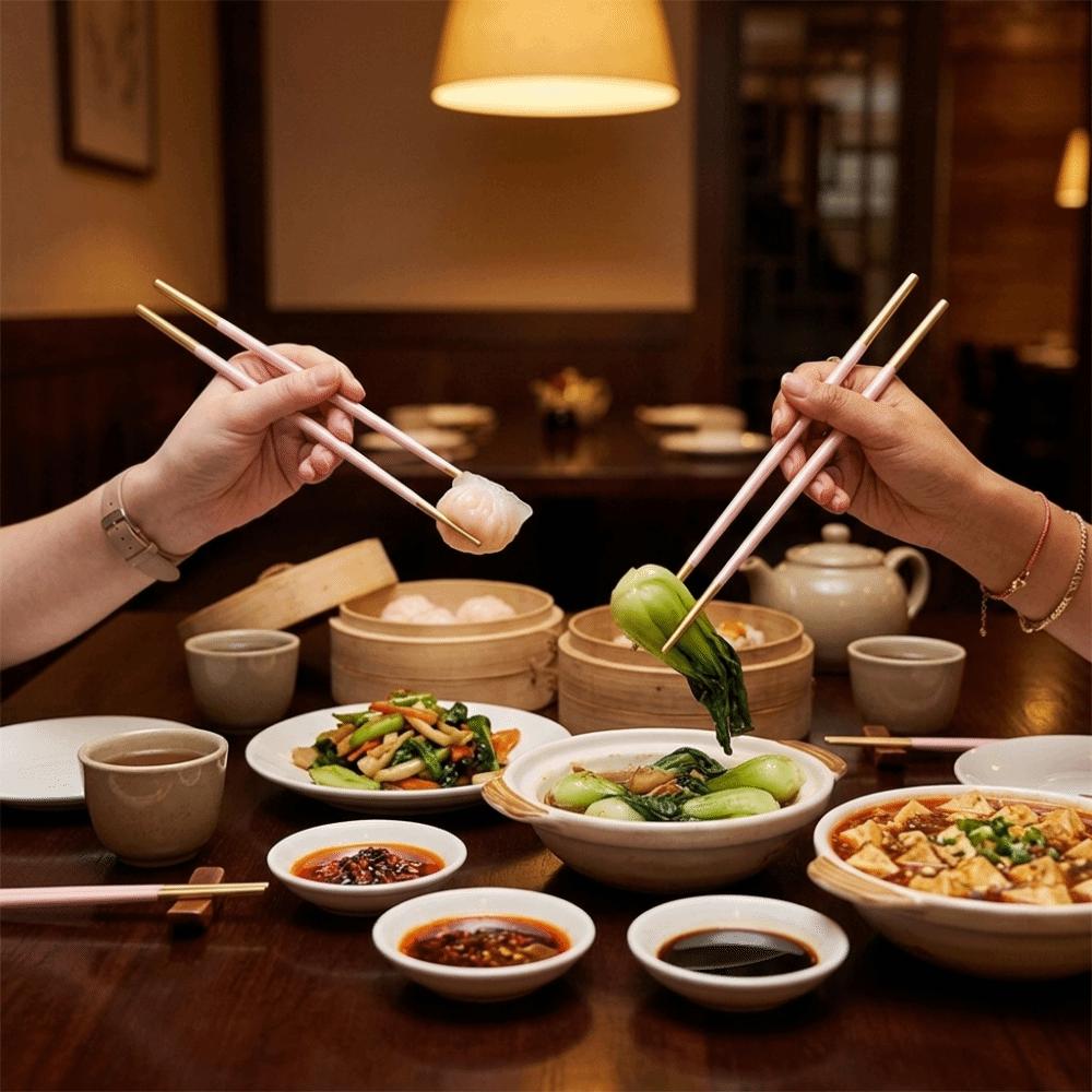 Anti-slip Strip Metal Chopsticks Smooth Dining Chopsticks Easy Clean Food Chopsticks Home Dining