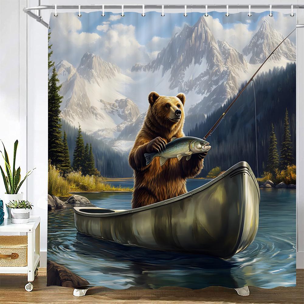 Creative Animals, Wolves, Lions, Dog Printed Shower Curtain Partition Privacy Hanging Home Decoration Curtain With Hooks