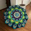 1PC Peacock Feather Mandala Automatic 8-Bone Folding Umbrella - Durable Polyester & Iron Frame,Userfriendly Operation Y250929127