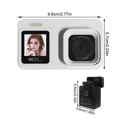 64MP Doppelscreen-Kamera 18x Zoom Kompaktes Design mit Ladecase Einfache Bedienung Für Anfänger-Fotografie