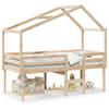 High Bed with Roof 90 X 190 Cm Solid Pine Wood