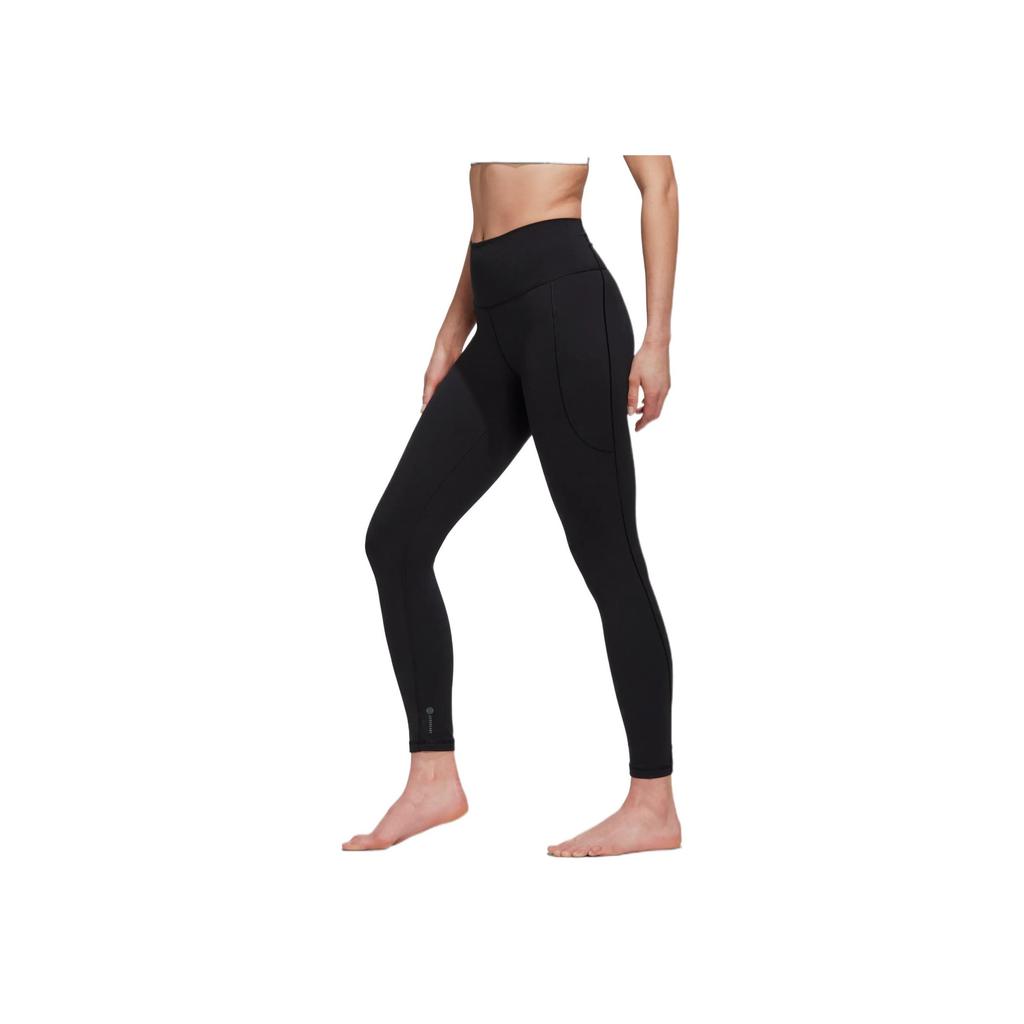 Adidas Solid Color Logo High Waist Leggings Women Bottoms Black HC6637