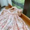 2024 Summer Girls' Floral Cotton Princess Dress - Korean Vacation Style