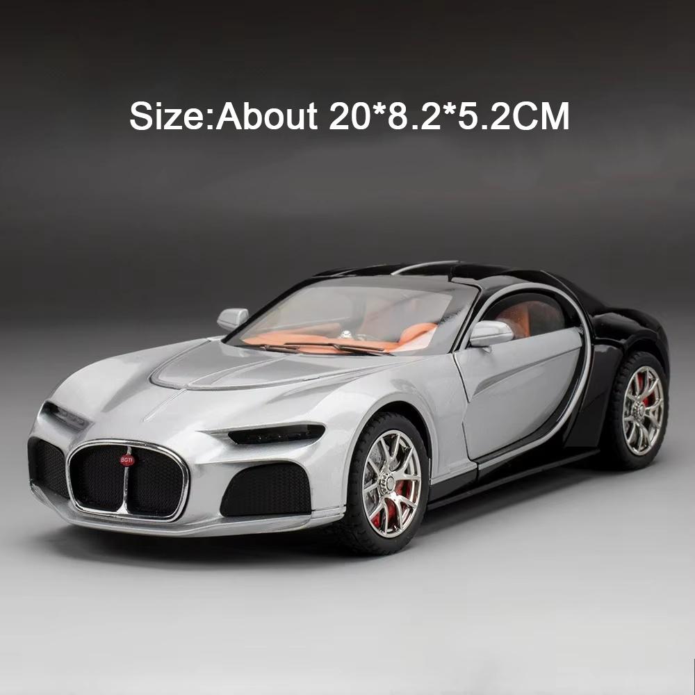 1:24 Tourbillon Atlantic Alloy Sports Car Model Diecast Toys Doors Opened Rubber Tire Pull Back Miniature Vehices Birthday Gifts
