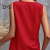 Women Vest Solid Color V-Neck Ruffle Trim Sleeveless Blouse Loose Fit Summer Pullover Tops Daily Wear