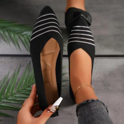 Nuove scarpe basse da donna con punta a punta, tinta unita, lavorate a maglia, slip on, casual, traspiranti, ballerine, scarpe basse da donna, mocassini da donna