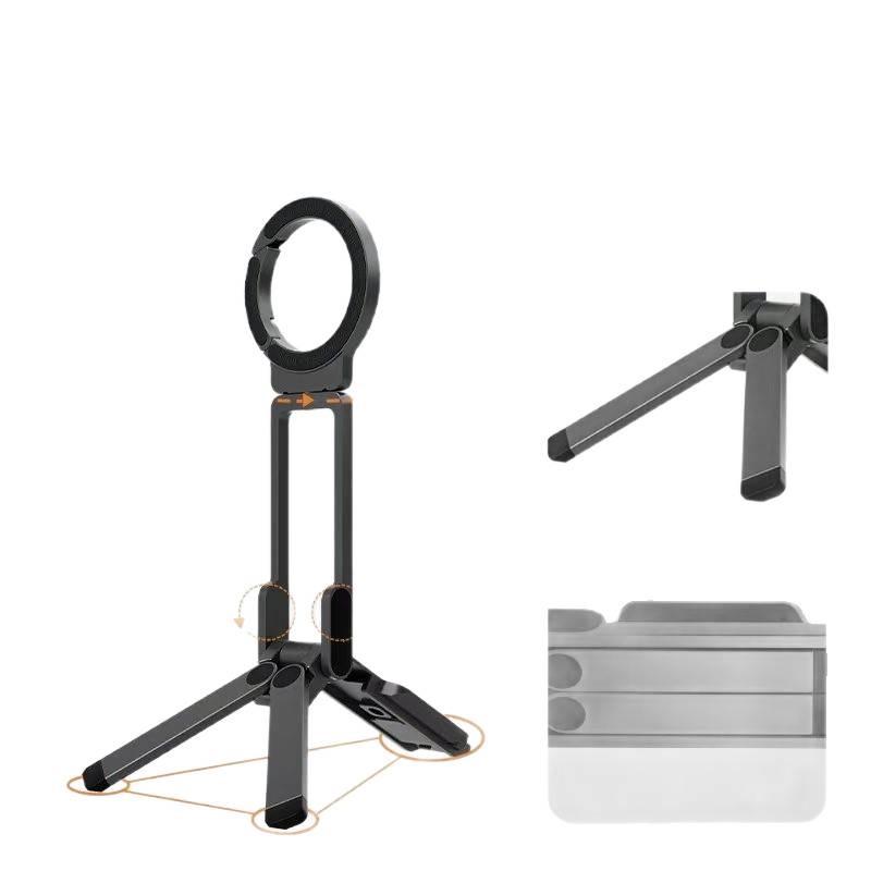 Magnetic Travel Phone Holder: Portable, Foldable, Rotatable, Extendable for Climbing, High-Speed Rail, Gym, Kitchen, Storage, Selfie Stick