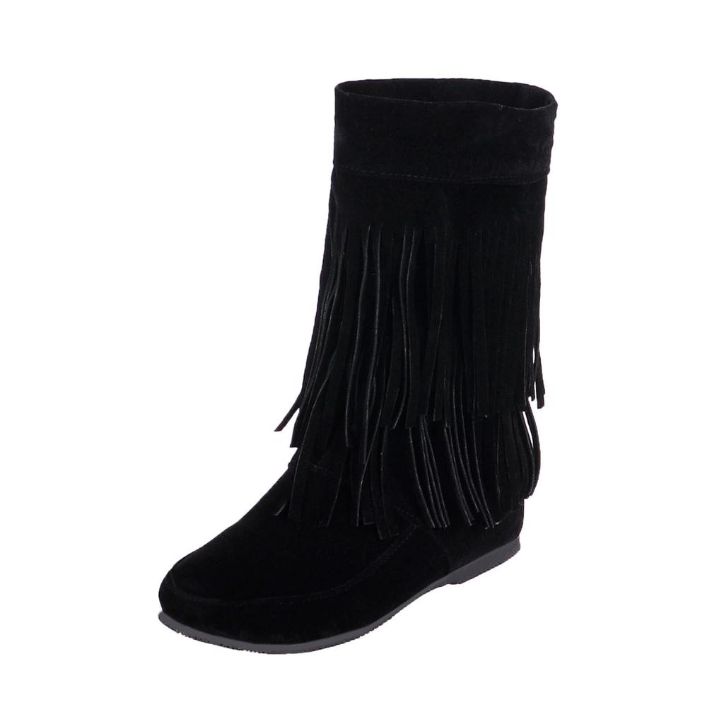 Fringed Boots, Extra Boots In Autumn and Winter, European and American Style Large Size Boots