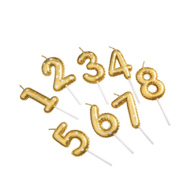 2Pcs Golden Printed Candle, Star Candle, Birthday Candle 0-9 Number Cake Topper, Baby Shower, Valentine'S Day Candles