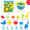 Children's Foldable Beach Toy Set: Telescopic Bucket, Round Bucket, Shovel for Sand & Water Play.