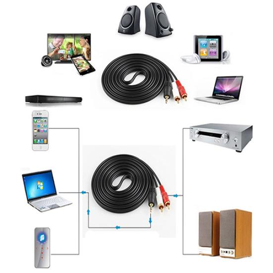 3.5mm 1/8'' Male Plug Jack To Stereo Mini 2 RCA Stereo Phone Computer