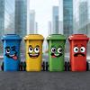 8-Piece Funny Trash Can Stickers, Waterproof Cartoon Face Expression Decals Plastic, Removable,Self-Adhesive for Dustbin Toilet Fridge Wall Decor