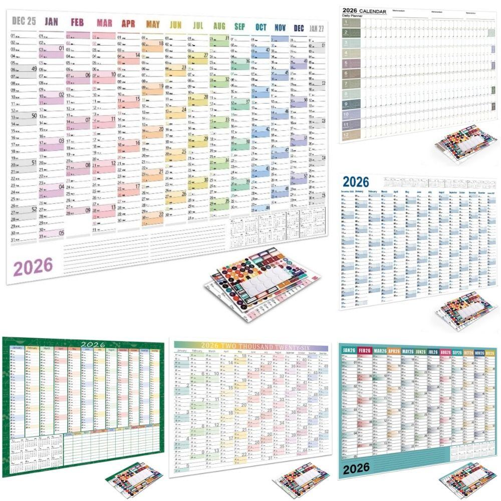 Calendario da Parete 12 Mesi 2026 Montaggio a Parete 30x20 pollici Pianificatore Annuale con Adesivi Etichetta Non Laminato Pianificatore da Parete Uso Ufficio