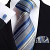 2025 Men's Retro Stripe Solid Tie, Pocket Square & Cufflinks Set